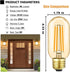 Leools T45 LED Bulb,8W E26 LED Bulb Dimmable Equivalent E26 Bulb 75 Watt,Amber Warm White 2700K E26 Edison Bulb T14,AC120V,700lm,CRI90,Amber Glass...