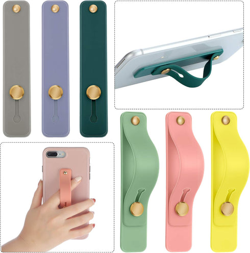 Weewooday 6 Pieces Phone Grip Holder Cell Phone Grip Strap Telescopic Finger Strap Stand Universal Finger Kickstand for Most Smartphones(Vibrant C...