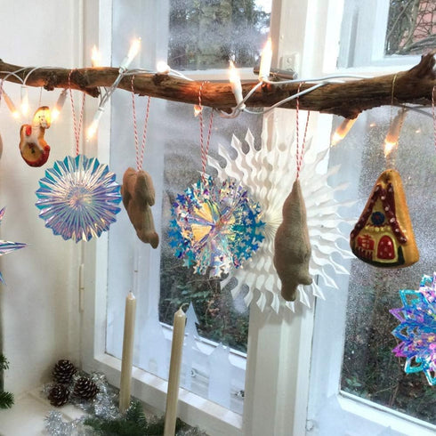 BTSD-home Iridescent Party Decorations with Hanging Honeycomb Ball Decorative Paper Fan Snowflake Garlands Birthday Wedding Christmas Disco Party ...