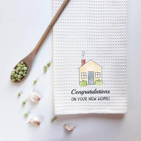 ZJXHPO New Home Kitchen Tea Towel Congratulations On Your New Home Dish Towel Housewarming Gift New Home Congratulation Gift (New Home towel)...