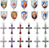 84Pcs/42Sets Rosary Kits Cross and Center Medal Charms Alloy Religion Enamel Picture Jesus Maria Links Connector Pendant for Diy Catholic Jewelry ...