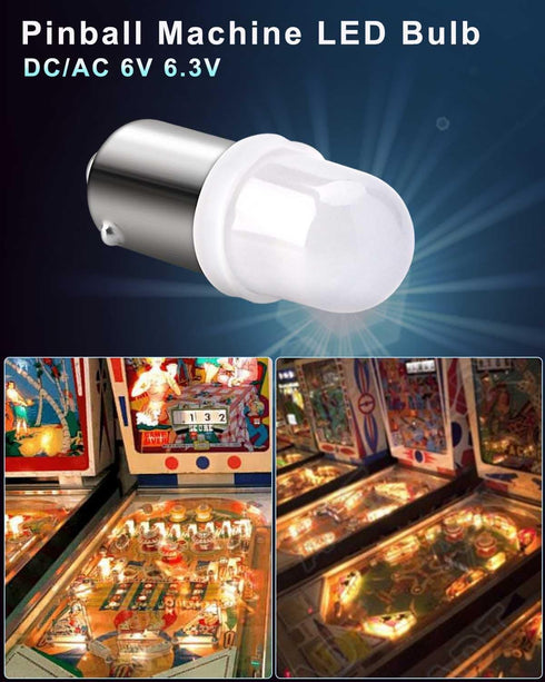 Keiurot GE44 47 Bulb 755 756 1893 1895 1847 Bulb BA9S DC AC 6.3V 6V Bayonet Led Bulb for Pinball Led Bulbs Pinball Machine Light Bulb Warm White N...