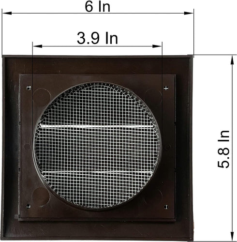 Vent Systems 4'' Inch Brown Air Vent Cover, Pack of 2, Dryer Vents and Bathroom Exhaust Vent Pipe, Louvered Outdoor Dryer Vent Cover Opening Flap Vent, Keeps Out Insects, Birds and Rodents