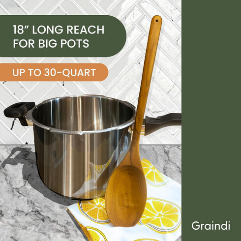 Extra Large Wooden Spoon for Cooking (18", Teak Wood) | Extra Long Handled for Stirring Big Pots | Non Stick & Non Scratch...