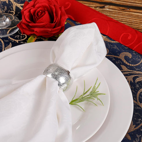 Silver Napkin Ring Set of 12, Metal Napkin Holders for Cloth Napkins Wedding Thanksgiving Party Christmas Dinner Table Decor (12 Pcs Silver Circle...