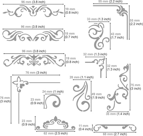 Aleks Melnyk No.3 Metal Journal Stencil, Wood Burning, Flowers and Vines, Ornament, Vintage, Finds Small Stencil Patterns, Pyrography, Engraving, ...