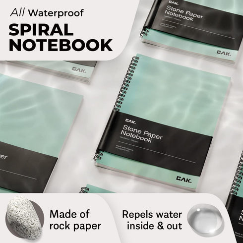 Stone Paper Waterproof Spiral Notebook, 7.20”x10.11”, 50 sheets, Durable Notebook, Eco-Friendly Mineral Stone Paper Notebook, Waterproof Notepad, ...