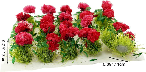 20Pcs Miniature Flower Cluster Grass Flower Tufts for Mini Dollhouse Fairy Garden Railway Simulated Static Scenery Micro Landscape Model (Red)...