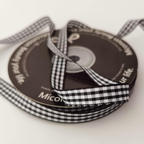 Buffalo Check Ribbon Black and White Gingham Ribbon 25 Yards for Crafts (3/8", Black)...