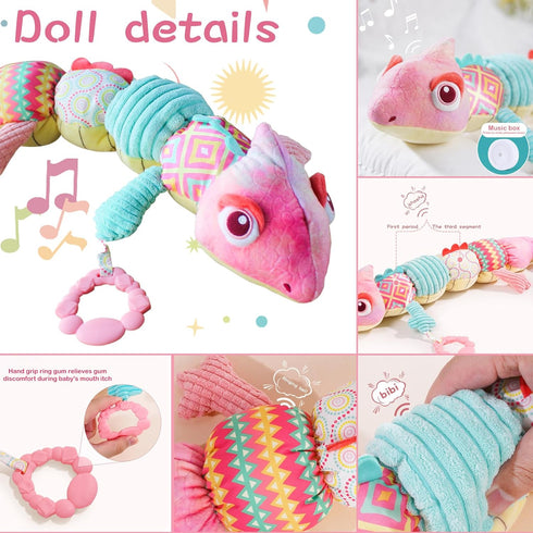 Snap Baby Toys 0 to 12 Months Plush Toy Musical Stuffed Animal Infant Sensory Toy Tummy Time Newborn 0-3-6-12 Months Gift...