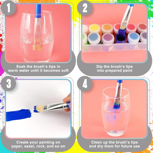 Paint Brushes for Kids, 8 Pcs Toddler Chubby Paint Brushes Bulk Set for Craft, Preschool Washable Kids Paint Brushes for Acrylic Paint Watercolor ...