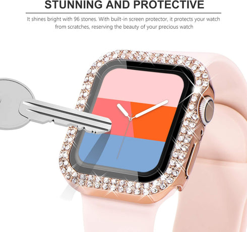 KADES Compatible for Bling Apple Watch Protective Case with Built-in Screen Protector for Apple Watch 40mm iWatch Series SE SE2022 6 5 4 (40mm, Ro...