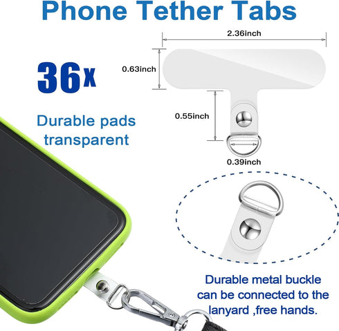 36 Pcs Phone Tether Tab Phone Lanyard Patch Universal Phone Strap Holder Lanyard Replacement Part for Cell Phone Strap Phones Case Safety Lanyard ...