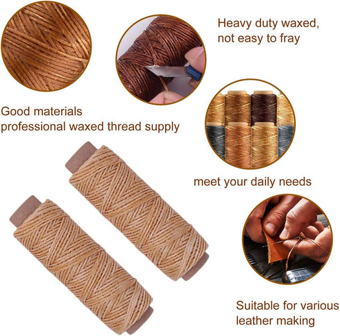 Goiio 19 Pieces Bookbinding Kit Starter Tools Set Bone Folder Paper Creaser, Waxed Thread, Awl, Large-Eye Needles for DIY Bookbinding Crafts and S...