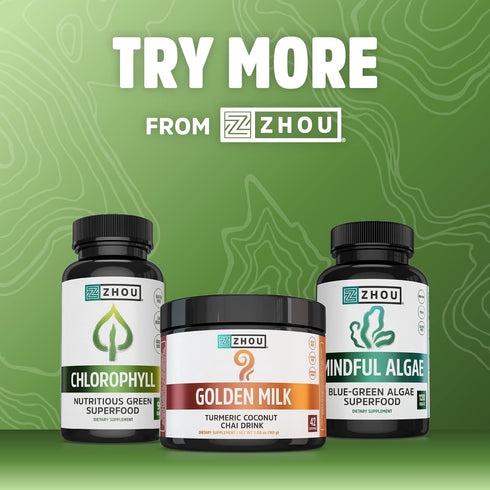 Zhou Nutrition Total Greens, Mega Superfood Tablets, Blend of Greens Supplement, Fiber and Antioxidants, Vitamin A, Spirulina, Chlorella, Alfalfa,...