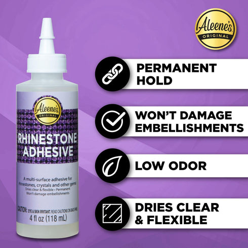 Aleene's Rhinestone Adhesive 4 fl oz Liquid Glue for Jewels, Crystals, Rhinestones, and Embellishments - Dries Clear...