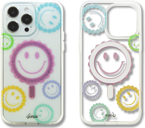 Sonix Case for iPhone 14 Pro Max | Compatible with MagSafe | 10ft Drop Tested | Glitter Smiley...