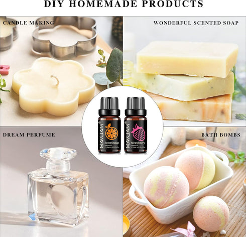 Top 8 Fragrance Oil Set, 10ml/0.33fl.oz Fruits Fragrance Oils Essential Oils for Diffusers for Home, Soap Candle Making Scents...