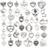 WOCRAFT 100 pcs Mix Antique Silver Heart Beads Charms for Jewelry Making Valentine's Day Wedding Heart Charms (M602-Charms)...