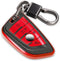 for BMW Keychain with Leather Keychain, Advanced Blade Shape Soft TPU Surface Grain Car Key Case for New BMW Smart Key (Red B)...