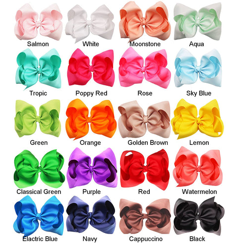 DeD 20 Pcs 8" Hair Bows Clips Boutique Grosgrain Ribbon Big Large Bows Alligator Hair Accessories For Baby Girls Teens Kids...