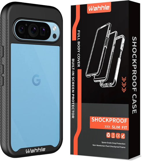 wahhle for Google Pixel 9/9 Pro Case, Built in Screen Protector Full Body Shockproof Slim Fit Bumper Protective Phone Cover for Pixel 9/9 Pro Men ...