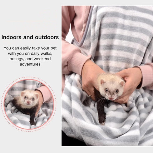 Ferret Sling Carrier - Fleece Small Pet Carrier Bag Soft Breathable Hands Free Shoulder Front Chest Apron Bonding Pouch Accompany Carrier for Smal...