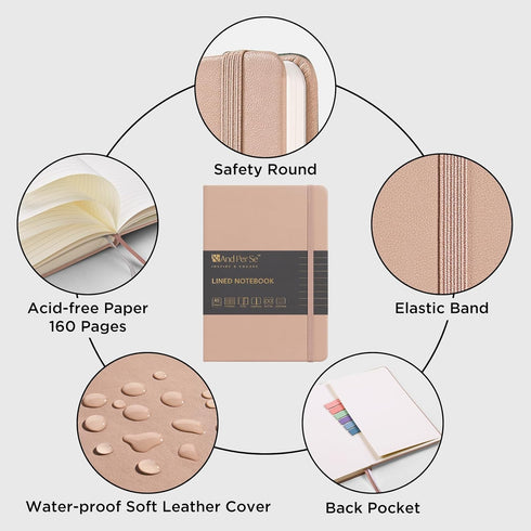 &And Per Se Lined Journal Notebook, 160 Pages, A5 5.7 x 8 inches College Ruled Thick Paper Notebook Journals for Writing, Hardcover Notebooks for ...