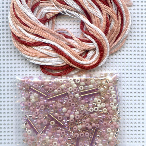 Rose Dragonfly Beaded Counted Cross Stitch Ornament Kit Mill Hill 2000 Spring Bouquet MHDF5...