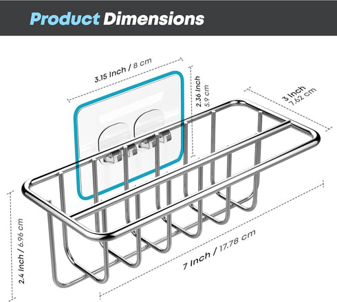 KESOL Adhesive Kitchen Sink Sponge Holder + Dish Cloth Hanger + Soap Holder, 2-in-1 Kitchen Sink Caddy, 304 Stainless Steel Rust Proof, Water Proo...