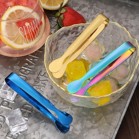 Mini Serving Tongs, Stainless Steel Small Serving Utensils Ice Tongs Sugar Tongs 4.8" (Rainbow Color)...