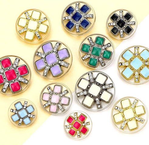 Clear Resin Base Silver Lake Blue Enamel Piece Silver Sewing Shank Buttons 20 Pcs - 18mm, 23/32"...