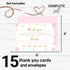 Pink and Gold Baby Shower Thank You Cards with Envelopes - Blank Notes with Prefilled Message for Girls - Personalize Cute Princess Twinkle Star N...
