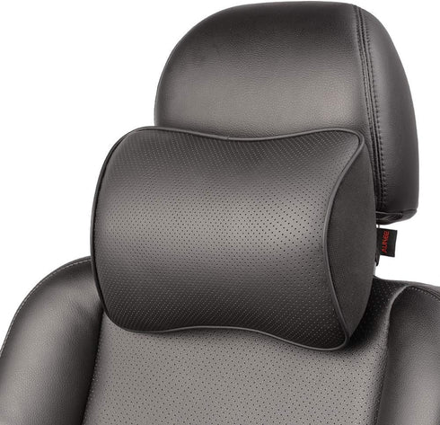 Memory Foam Car Neck Pillow Soft Leather Headrest for Driving Home Office Black (1PC)...