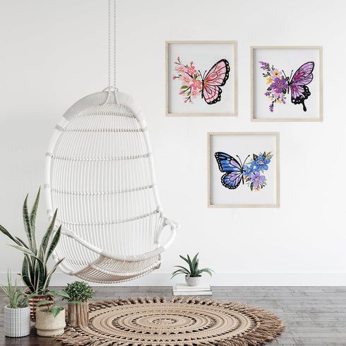 LB Butterfly Embroidery Kit for Beginners Adults, 3 Sets Hand Embroidery Starter Kit with Flower Pattern and Instructions Stamped Cross Stitch Kit...