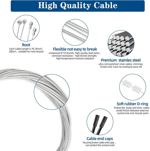 4Pcs Universal Bike Brake Cable Set, Standard Bicycle Brake Cable, Replaceable Brake Inner Wire Cable,Professional Bicycle Brake Line For MTB Moun...