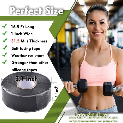 Silicone Grip Tape Sealing Fusing Rubber Wrap for Handles Pull Up Bars Barbells Dumbbells Sports & Gym Equiment Water Emergency Pipeline Repair To...