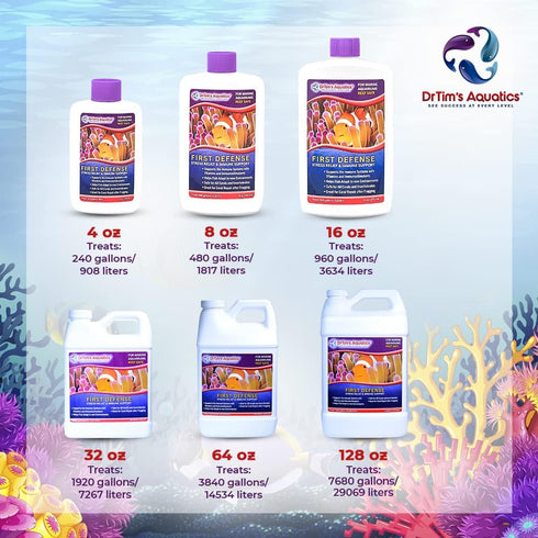 DrTim's Aquatics First Defense for Reef Aquariums – Stress Relief & Immune System Support with Vitamins Immunostimulants Fish Tanks - 4 oz....