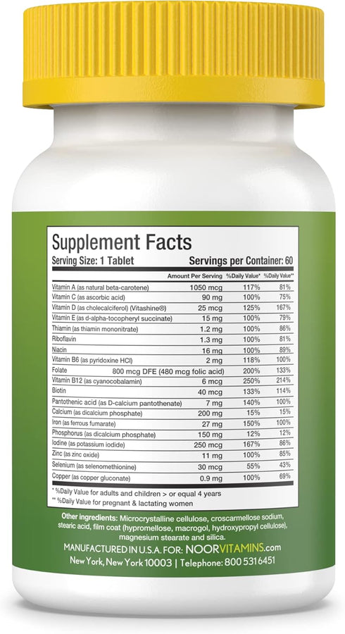 Noor Vitamins Halal Womens Multivitamin & Mineral I Once Daily Vitamin Supplement I Vegan | Supports Energy, Immunity, Metabolism, Healthy Appeara...