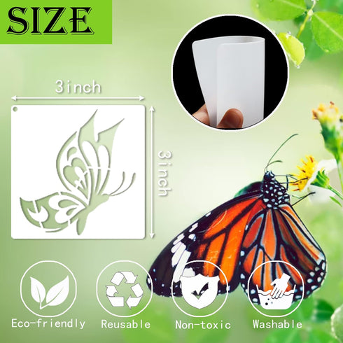 Small Butterfly Craft Stencils for Painting 3 inch Bee Dragonfly Hummingbird Bird Nature Stencils for Kids Adults on Wood Fabric Rock Card Art Pai...
