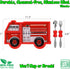 Funwares Fire Engine Kids' Dinnerware Set: Durable, Divided Plate, Ideal for Picky Eaters, Educational Mealtime, Easy Cleaning, Gift For Toddlers...
