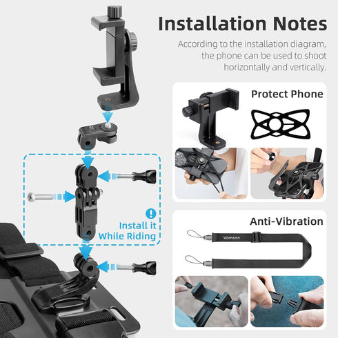 Mobile Phone Chest Mount Harness Strap Cell Phone Holder Mount for Video Recording Bike/Kayak/Fishing/Skateboard POV/VLOG for iPhone/Samsung for G...