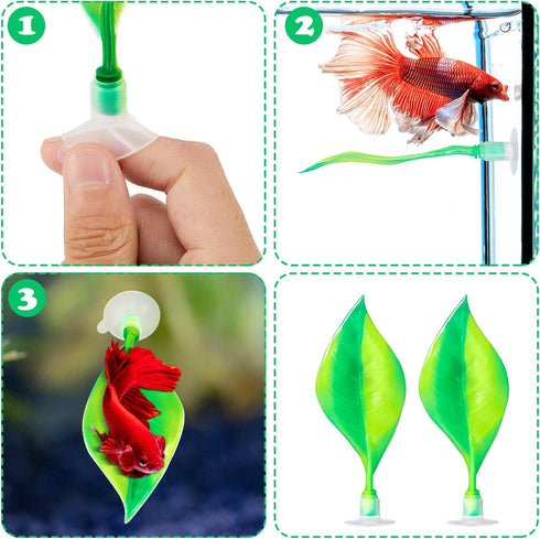 WILLBOND 2 Pieces Silicone Betta Bed Leaf Hammock for Betta Fish, Betta Fish Bed, Practical Resting Spot, No BPA, Comfortable and Safe (Green)...