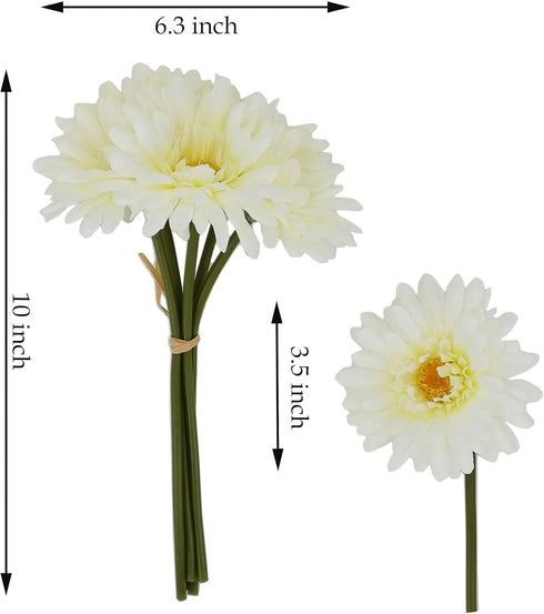 TOPIA Artificial African Daisies Flowers African Daisy Silk Flowers Artificial Gerbera Daisies Pack of 10 (White)...