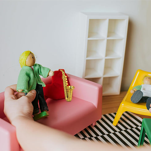 9 PCS Miniature Saxophone Mini Saxophone Model Miniature Musical Dollhouse 1: 12 Mini...