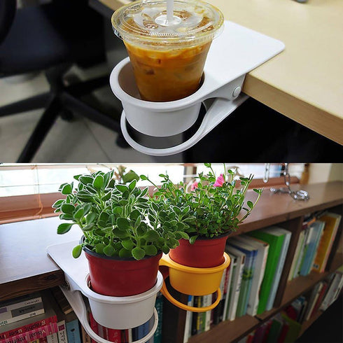 Drinking Cup Holder Clip - Home Office Table Desk Side Huge Water Beverage Soda Coffee Mug Holder for Potted Plant, Headphones, USB Cable, Pen Sto...