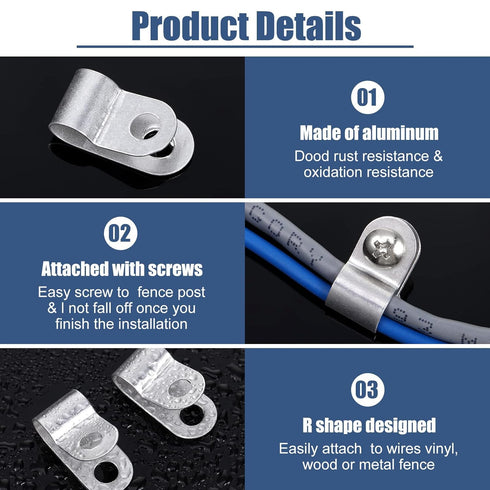 60 Pcs Wire Fence Clips Fence Wire Clamps Cattle Panel Clamps with 60 Pcs Screws Aluminum Mounting Clips for Vinyl, Wood or Metal Fence...