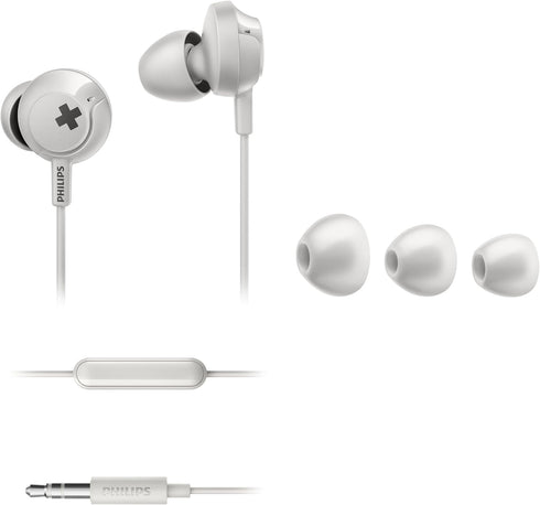 Philips SHE4305WT BASS+ In Ear Wired Headphones with Mic - White...