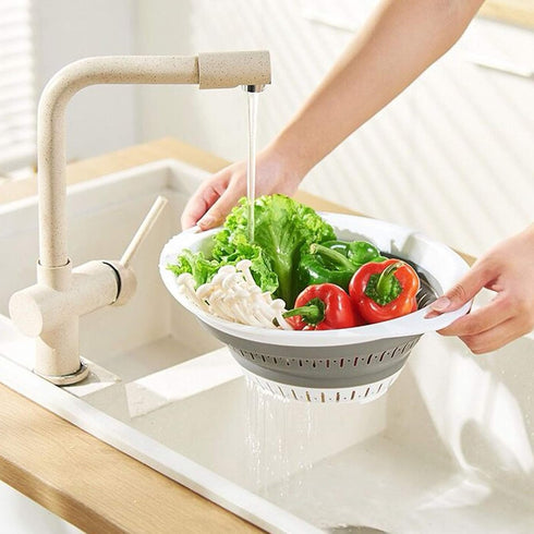 Collapsible Strainer/Colander(5 Quarts),Set of 2-Piece Food-Grade Silicone Kitchen Filter,Kitchen Folding Strainer for Pasta,Veggies and Fruits,Di...