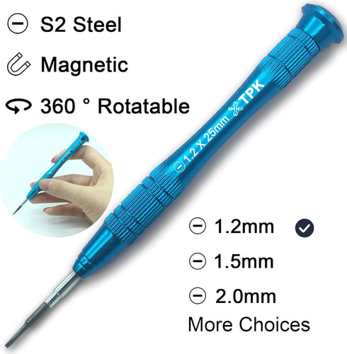 Flathead 1.2mm Screwdriver Slotted Precision Micro Screwdriver 1.2mm Flat Blade Magnetic Tip Rotating Cap Repair Hand Tool...